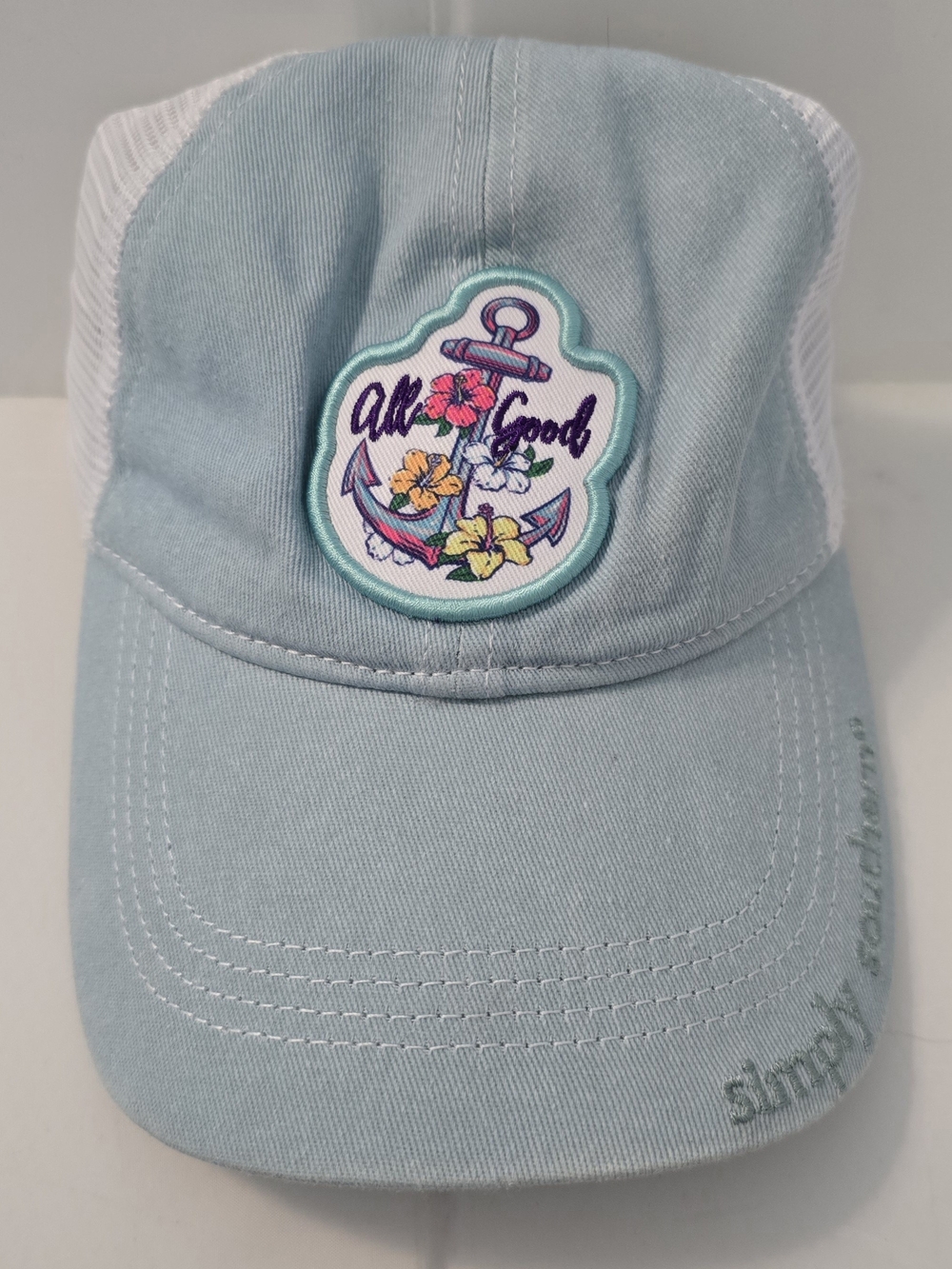 Simply Southern All Good Trucker Hat Light Blue One Size